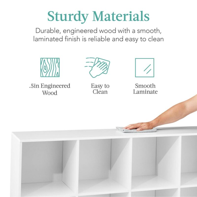 Best Choice Products 8-Cube Bookshelf, 11in Display Storage System, Organizer w/ Removable Back Panels - White - Image 5