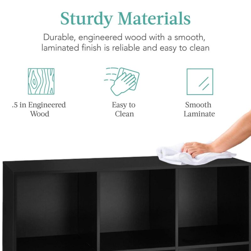 Best Choice Products 6-Cube Bookshelf, 13.5in Display Storage System, Organizer w/ Removable Back Panels - Black - Image 5