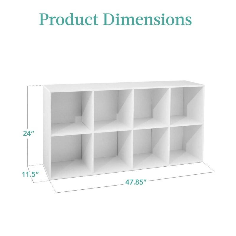 Best Choice Products 8-Cube Bookshelf, 11in Display Storage System, Organizer w/ Removable Back Panels - White - Image 7