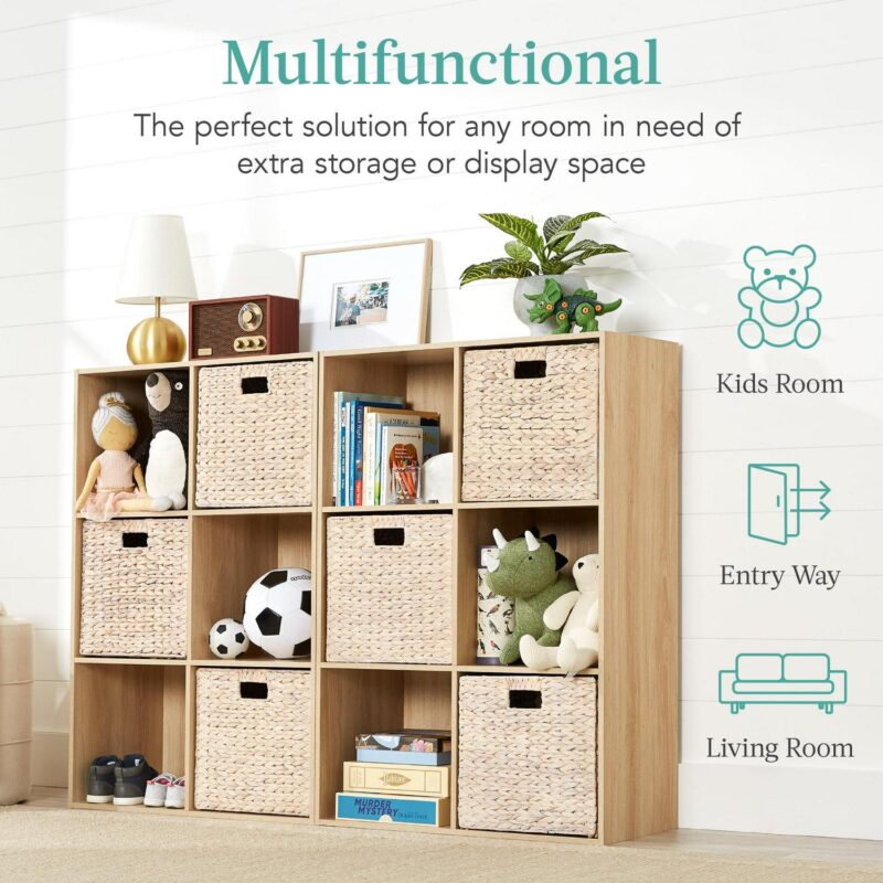 Best Choice Products 6-Cube Bookshelf, 13.5in Display Storage System, Organizer w/ Removable Back Panels - Black - Image 3