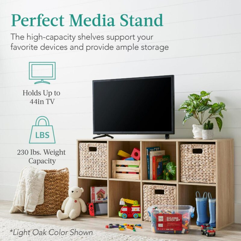 Best Choice Products 8-Cube Bookshelf, 11in Display Storage System, Organizer w/ Removable Back Panels - White - Image 4