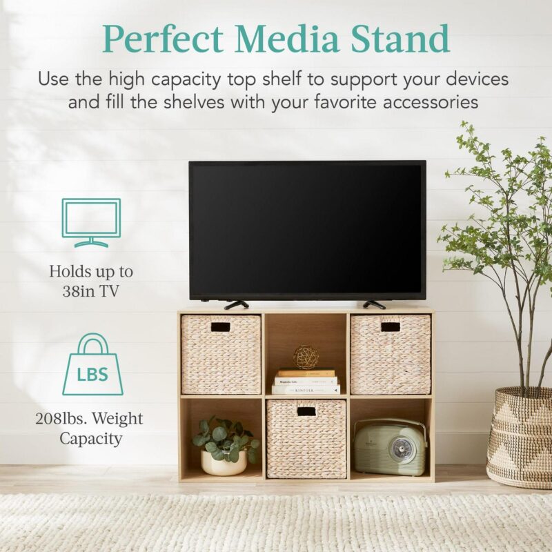 Best Choice Products 6-Cube Bookshelf, 13.5in Display Storage System, Organizer w/ Removable Back Panels - Black - Image 4