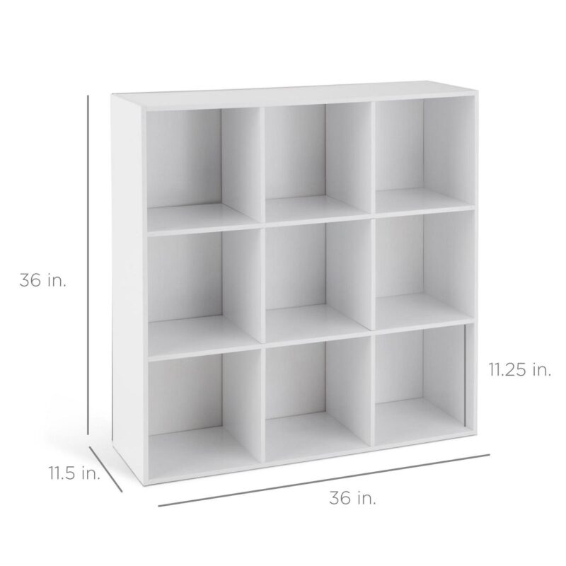 Best Choice Products 9-Cube Bookshelf, 11in Display Storage Compartment Organizer w/ 3 Removable Back Panels - White - Image 7