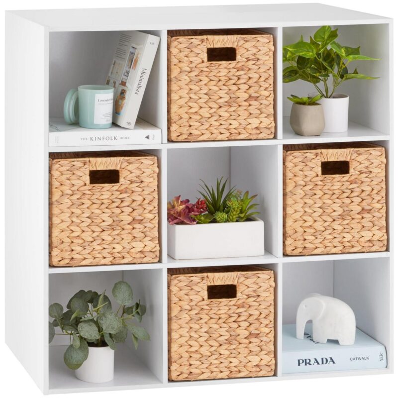 Best Choice Products 9-Cube Bookshelf, 11in Display Storage Compartment Organizer w/ 3 Removable Back Panels - White