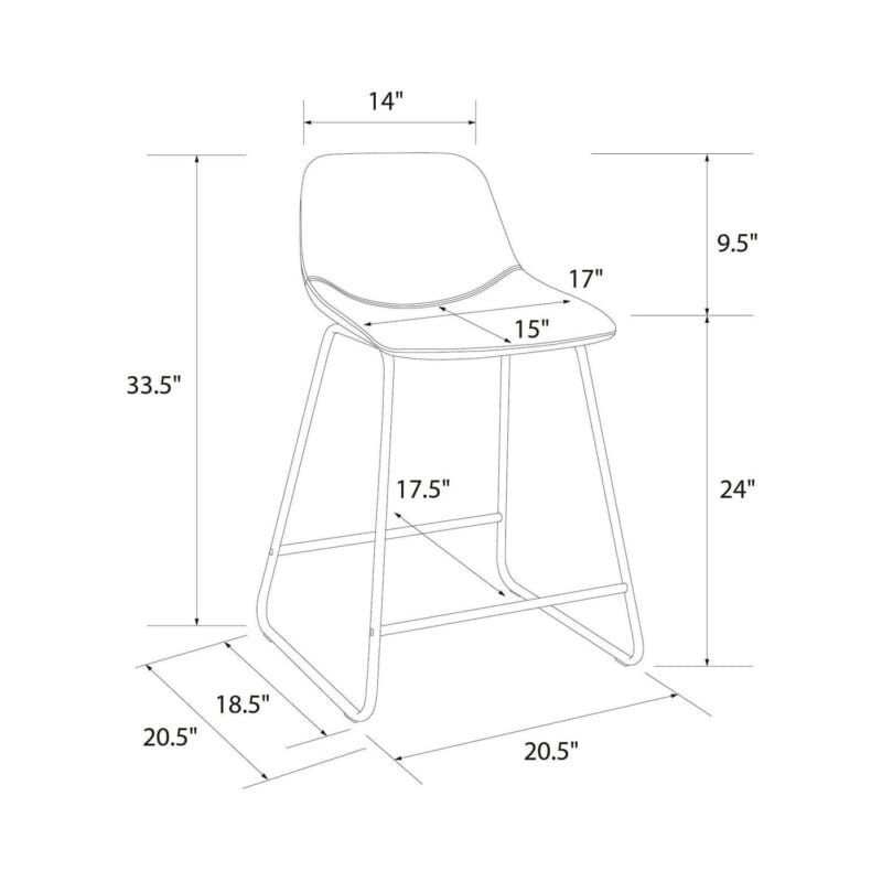 Better Homes and Gardens Farley Scoop Counter Height Stool, Camel Faux Leather - Image 7