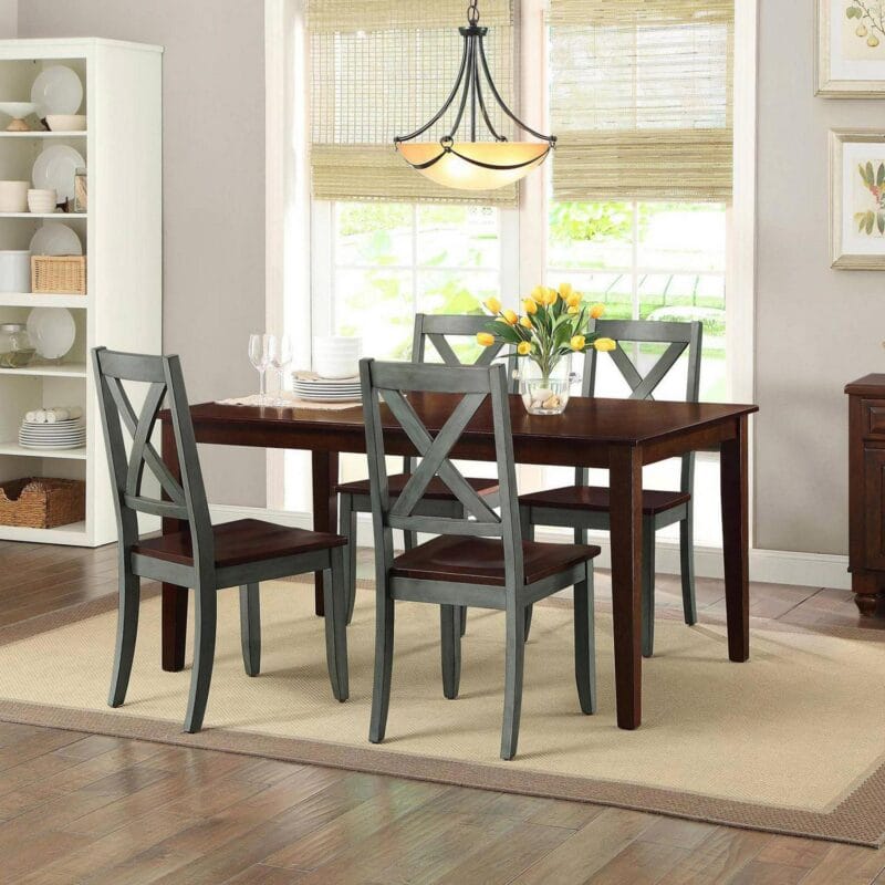 Better Homes and Gardens Maddox Crossing Dining Chairs, Set of 2, Dark Seafoam Finish - Image 5