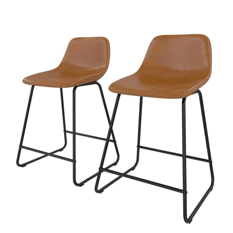 Better Homes and Gardens Farley Scoop Counter Height Stool, Camel Faux Leather - Image 4