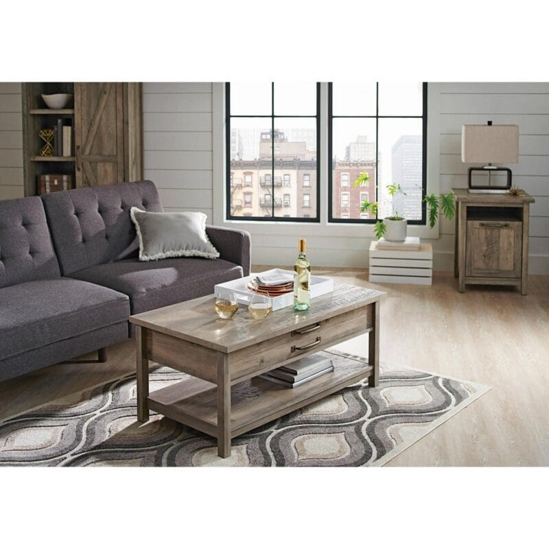 Better Homes and Gardens Modern Farmhouse Rectangle Lift-Top Coffee Table, Rustic Gray Finish - Image 5