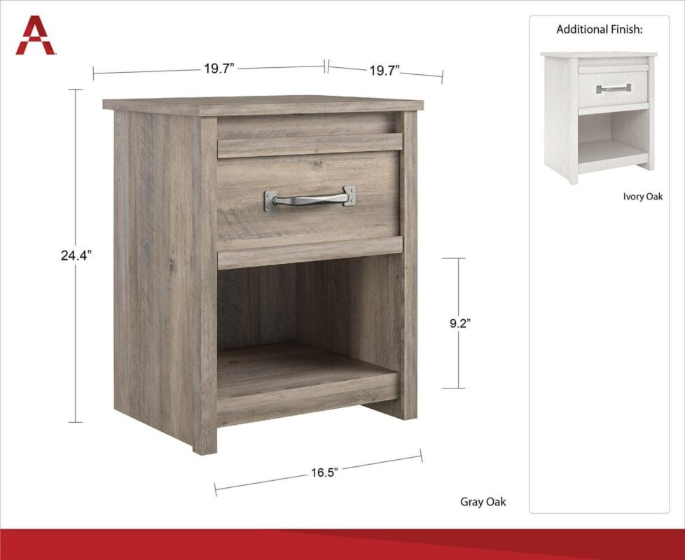 Better Homes and Gardens Rustic Ranch Nightstand, Gray Oak - Image 7