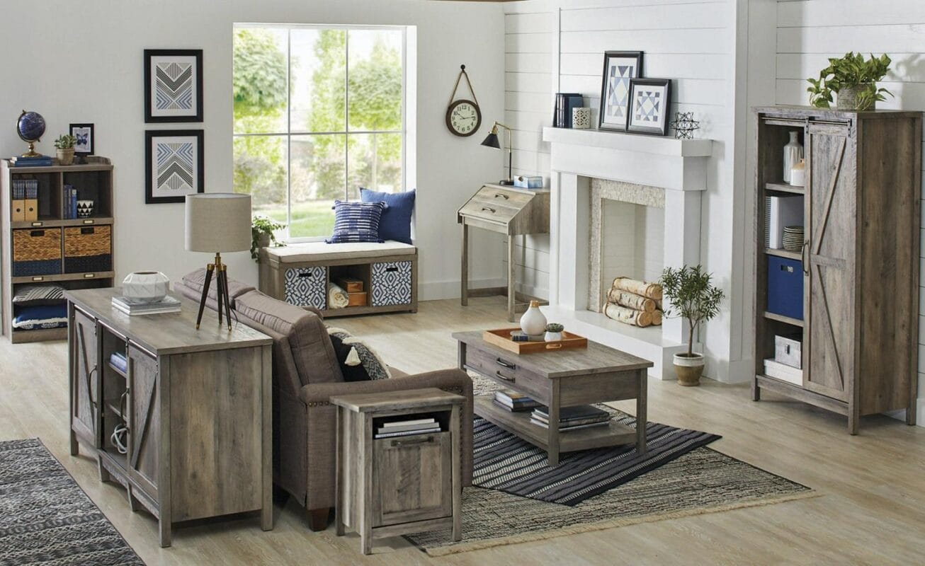 Better Homes and Gardens Modern Farmhouse Side Table with USB, Rustic Gray Finish - Image 5