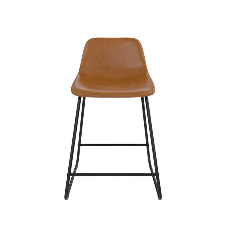 Better Homes and Gardens Farley Scoop Counter Height Stool, Camel Faux Leather - Image 5