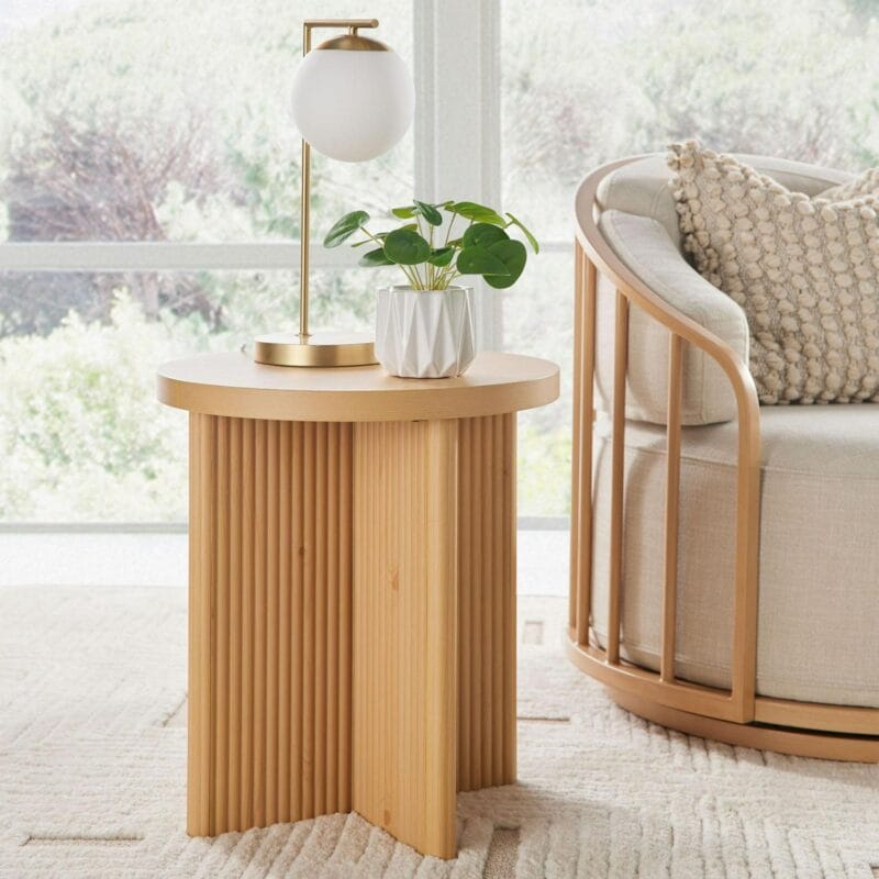 Better Homes and Gardens Lillian Fluted End Table, Natural Pine Finish - Image 3