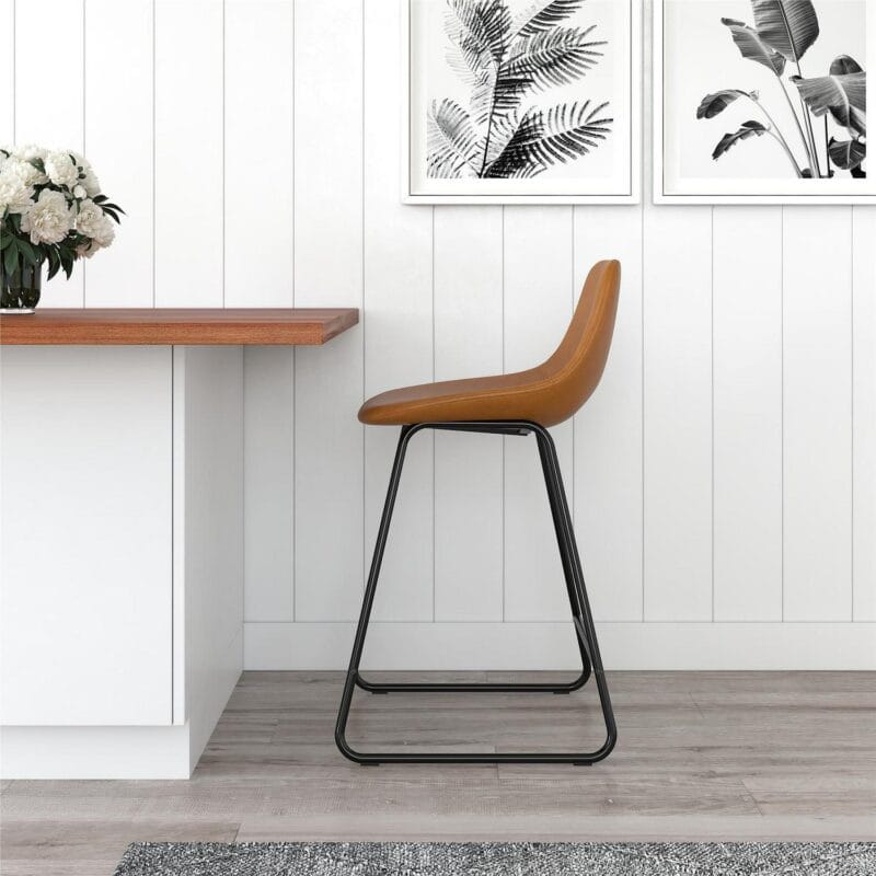 Better Homes and Gardens Farley Scoop Counter Height Stool, Camel Faux Leather - Image 3