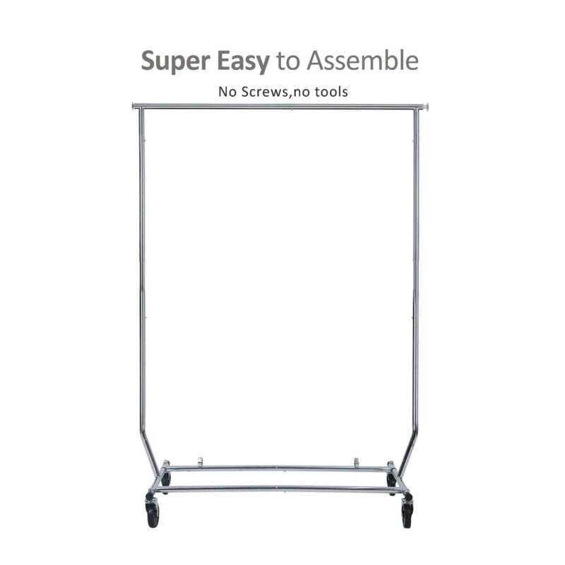 Better Homes and Gardens 300lbs Heavy Duty Folding Adjustable Rolling Garment Rack, Chrome - Image 2