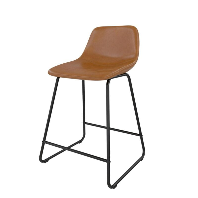 Better Homes and Gardens Farley Scoop Counter Height Stool, Camel Faux Leather - Image 6