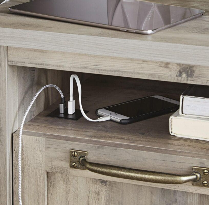 Better Homes and Gardens Modern Farmhouse Side Table with USB, Rustic Gray Finish - Image 2