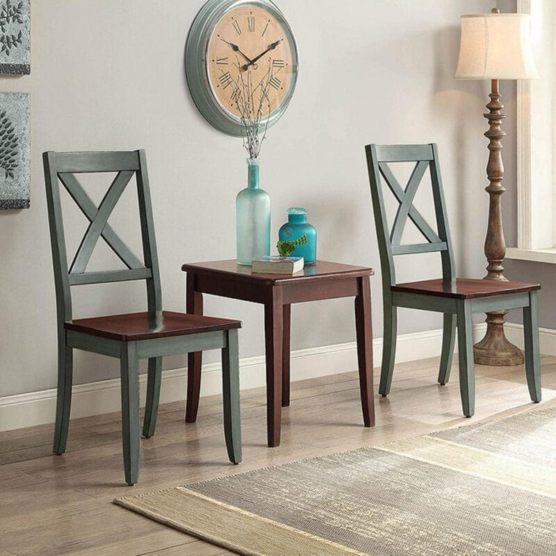 Better Homes and Gardens Maddox Crossing Dining Chairs, Set of 2, Dark Seafoam Finish - Image 4