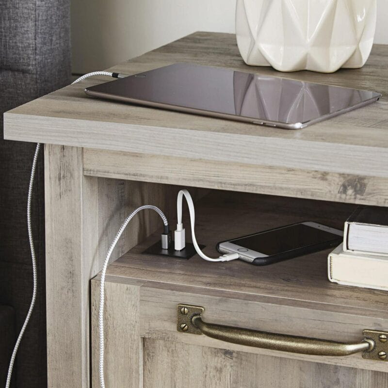 Better Homes and Gardens Modern Farmhouse USB Nightstand, Rustic Gray - Image 3