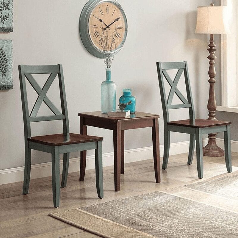 Better Homes and Gardens Maddox Crossing Dining Chairs, Set of 2, Dark Seafoam Finish - Image 3