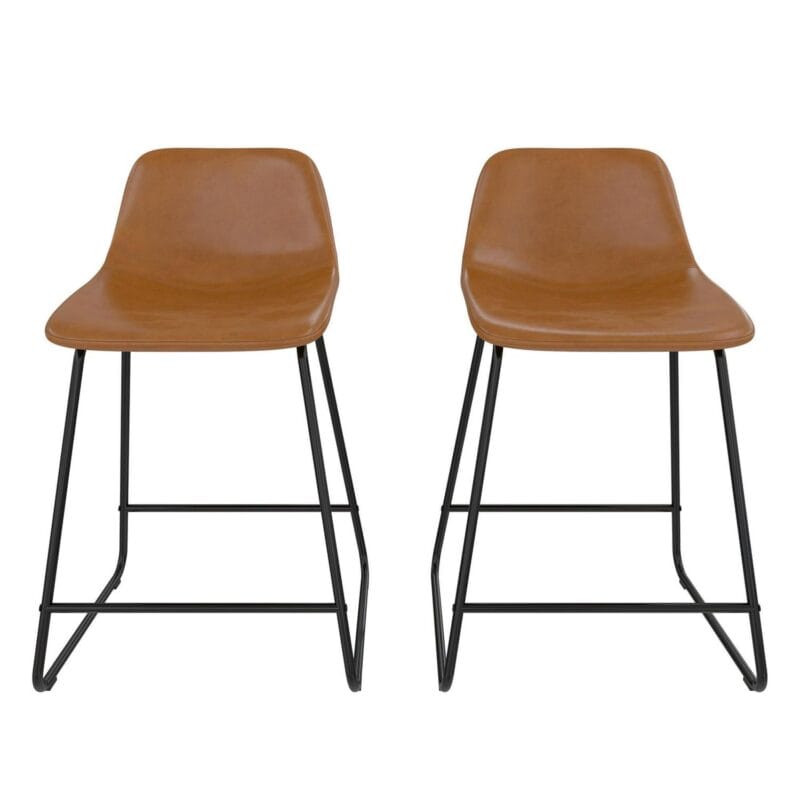Better Homes and Gardens Farley Scoop Counter Height Stool, Camel Faux Leather - Image 14