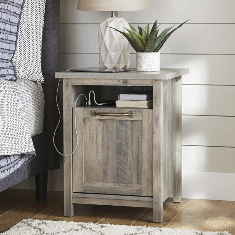 Better Homes and Gardens Modern Farmhouse USB Nightstand, Rustic Gray
