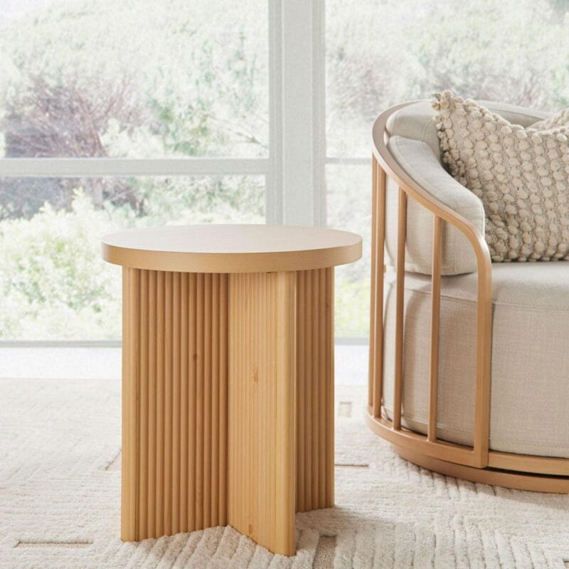 Better Homes and Gardens Lillian Fluted End Table, Natural Pine Finish - Image 2