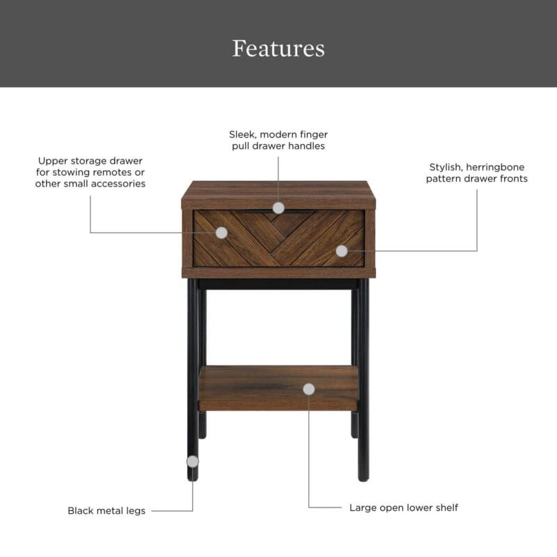Better Homes and Gardens Wyatt Geo End Table, Walnut Finish - Image 2