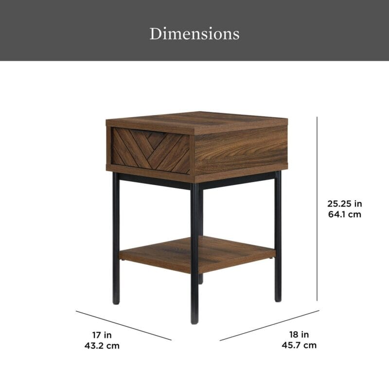 Better Homes and Gardens Wyatt Geo End Table, Walnut Finish - Image 3