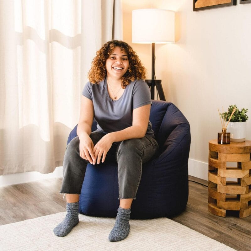Big Joe Milano Bean Bag Chair, Navy Smartmax, Durable Polyester Nylon Blend, 2.5 feet - Image 2
