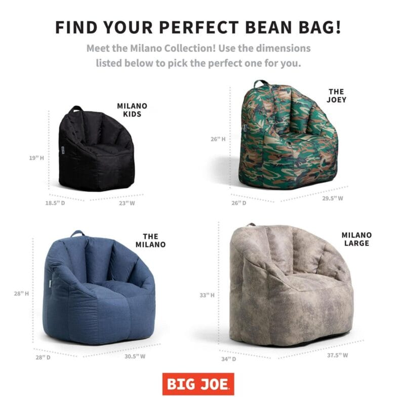 Big Joe Milano Bean Bag Chair, Navy Smartmax, Durable Polyester Nylon Blend, 2.5 feet - Image 6