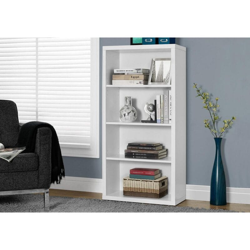 Bookshelf Bookcase Etagere 5 Tier 48 H Office Bedroom Laminate White - Image 7