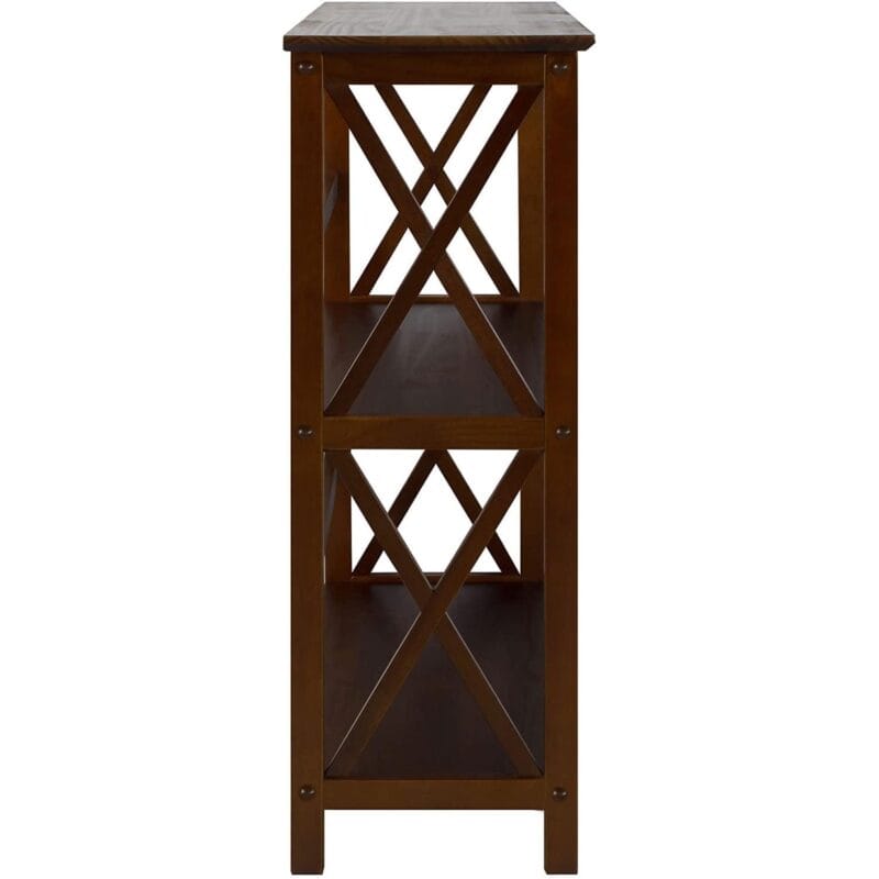 Casual Home 324-34 Soild Wood Montego X Design Style 3 Shelf Bookcase, Walnut - Image 3