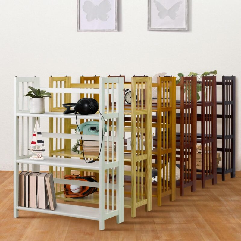 Casual Home 330-29 27.5 in. 3-Shelf Folding Stackable Bookcase, Mahogany - Image 18