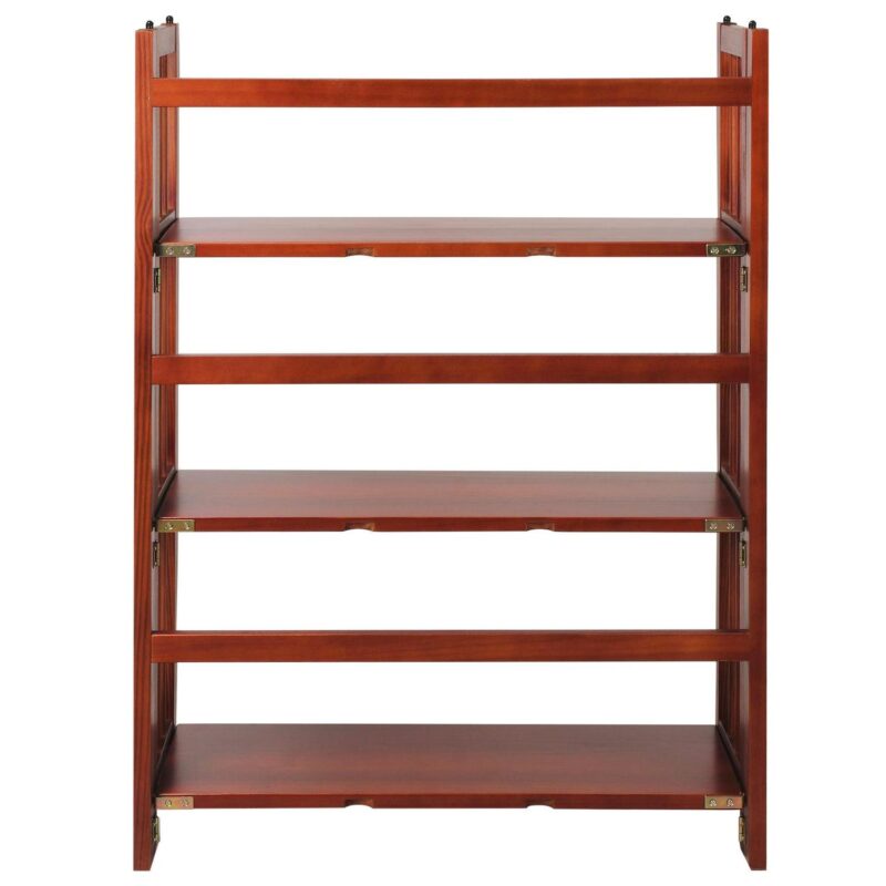 Casual Home 330-29 27.5 in. 3-Shelf Folding Stackable Bookcase, Mahogany - Image 4