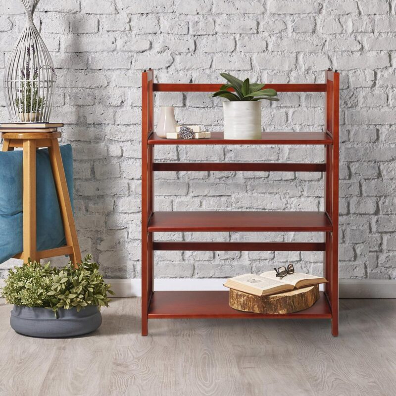 Casual Home 330-29 27.5 in. 3-Shelf Folding Stackable Bookcase, Mahogany - Image 13
