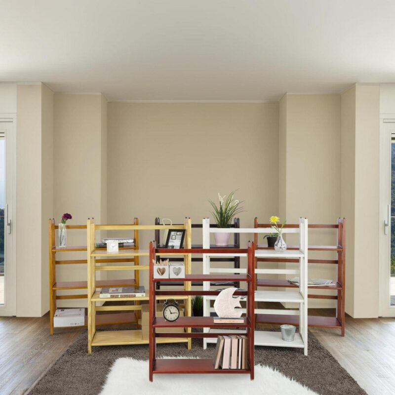 Casual Home 330-29 27.5 in. 3-Shelf Folding Stackable Bookcase, Mahogany - Image 20