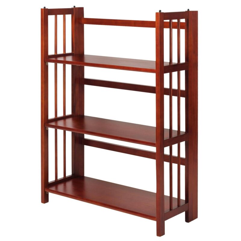 Casual Home 330-29 27.5 in. 3-Shelf Folding Stackable Bookcase, Mahogany - Image 5