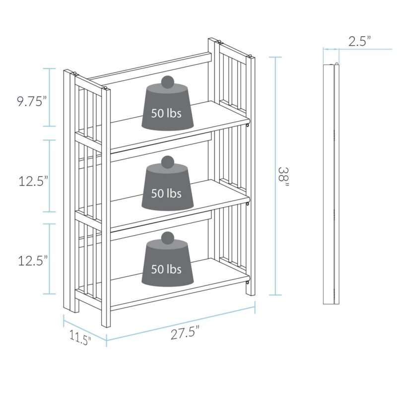 Casual Home 330-29 27.5 in. 3-Shelf Folding Stackable Bookcase, Mahogany - Image 11