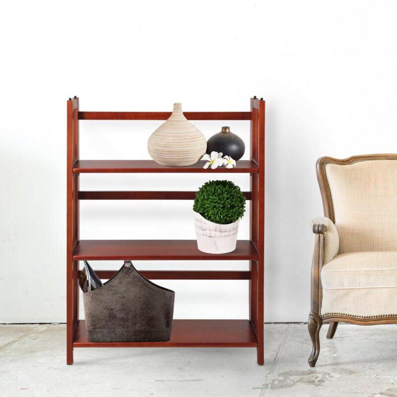 Casual Home 330-29 27.5 in. 3-Shelf Folding Stackable Bookcase, Mahogany - Image 12