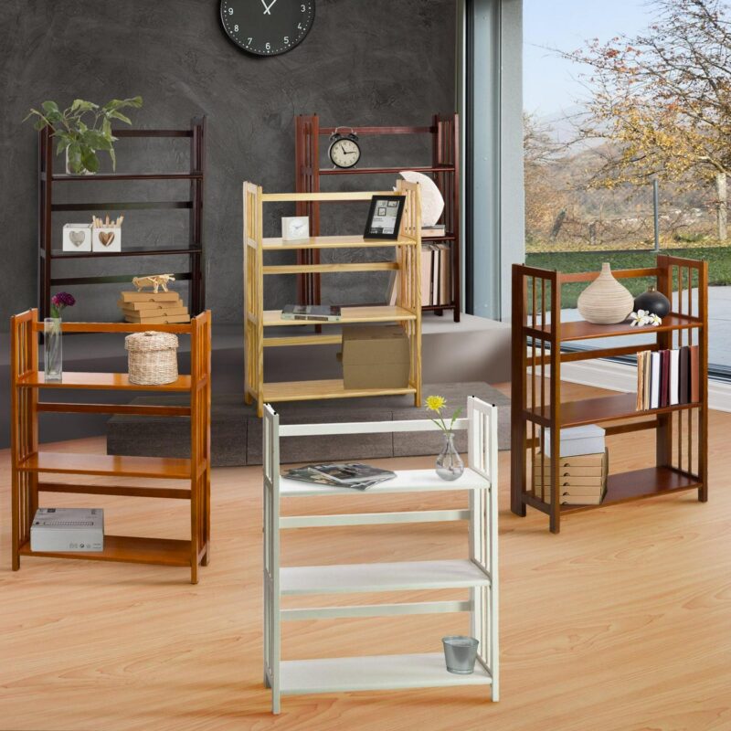 Casual Home 330-29 27.5 in. 3-Shelf Folding Stackable Bookcase, Mahogany - Image 17