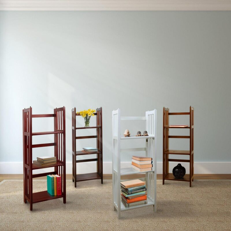 Casual Home 331-33 14 in. 3-Shelf Folding Bookcase, Walnut - Image 4