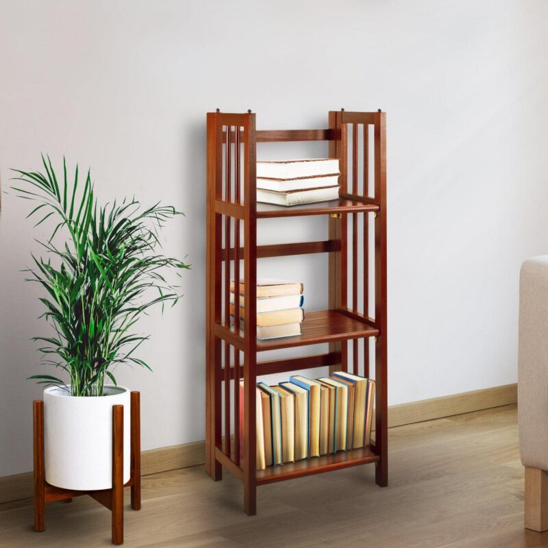 Casual Home 331-33 14 in. 3-Shelf Folding Bookcase, Walnut - Image 10