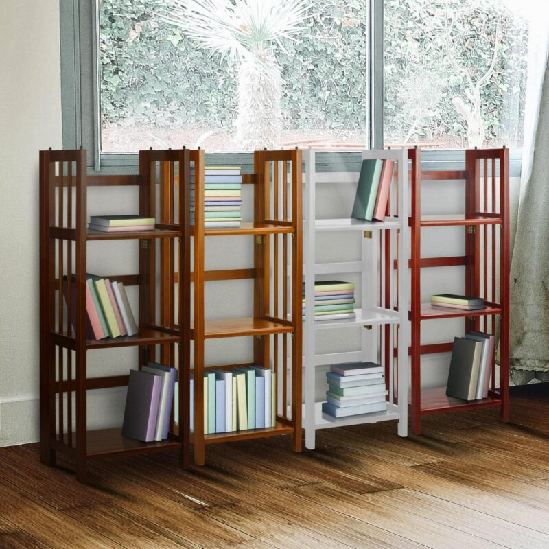 Casual Home 331-33 14 in. 3-Shelf Folding Bookcase, Walnut - Image 3