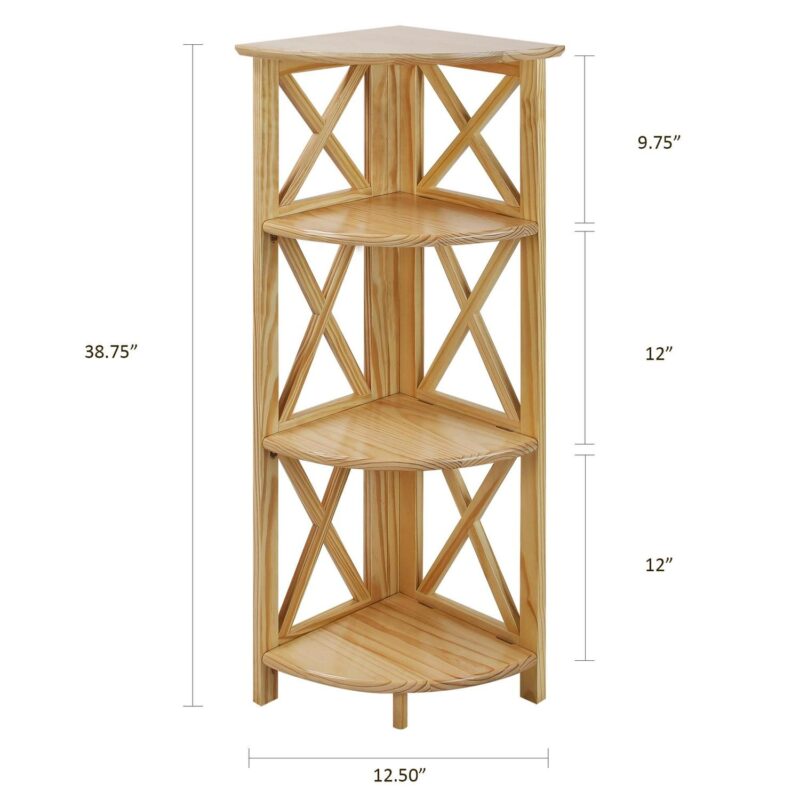 Casual Home Montego 3 Shelf Corner Folding Bookcase with Mantel Top - Image 2