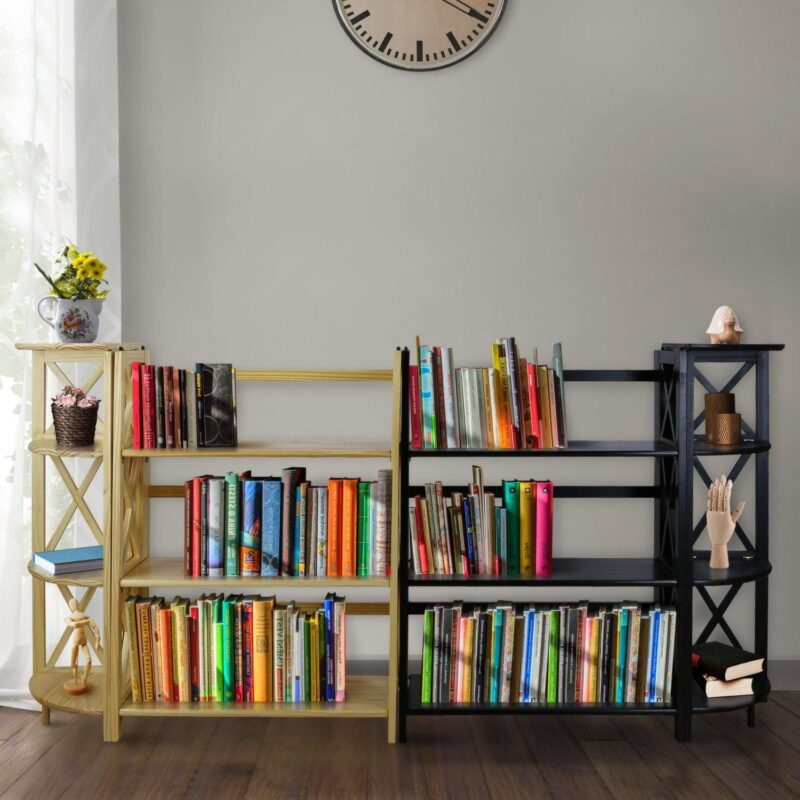 Casual Home Montego 3 Shelf Corner Folding Bookcase with Mantel Top - Image 4