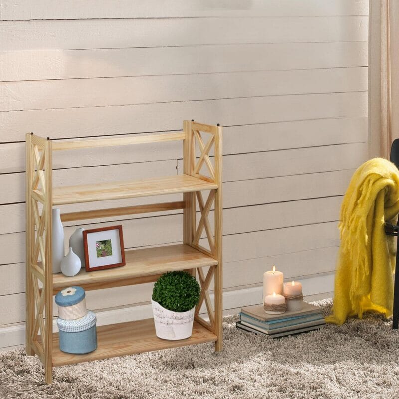 Casual Home Montego 3-Shelf Folding Bookcase -Natural - Image 13