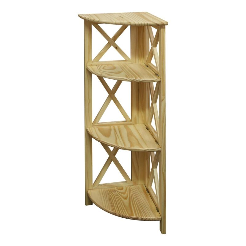 Casual Home Montego 3 Shelf Corner Folding Bookcase with Mantel Top - Image 11