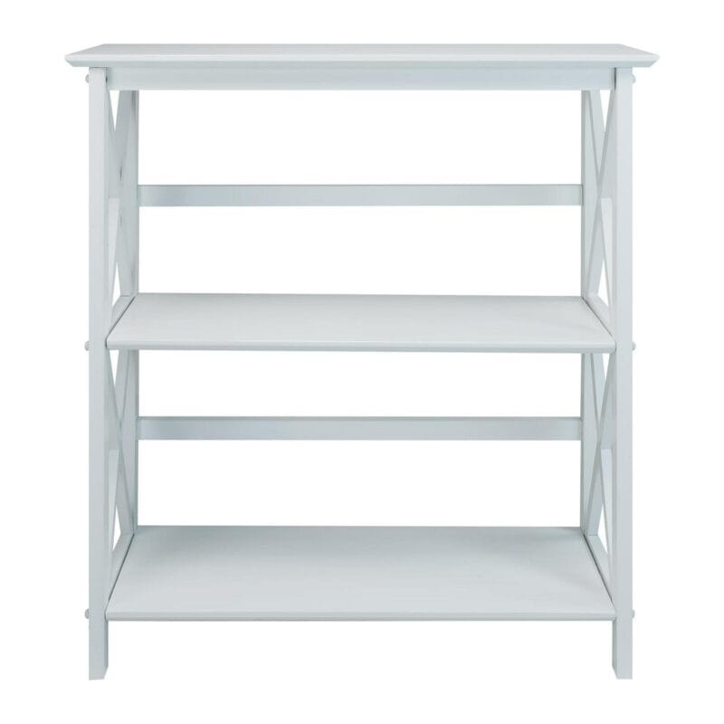 Casual Home Montego Lightweight 3 Tier Open Shelf X Design Wooden Bookcase Office Furniture , Wood (White) - Image 4