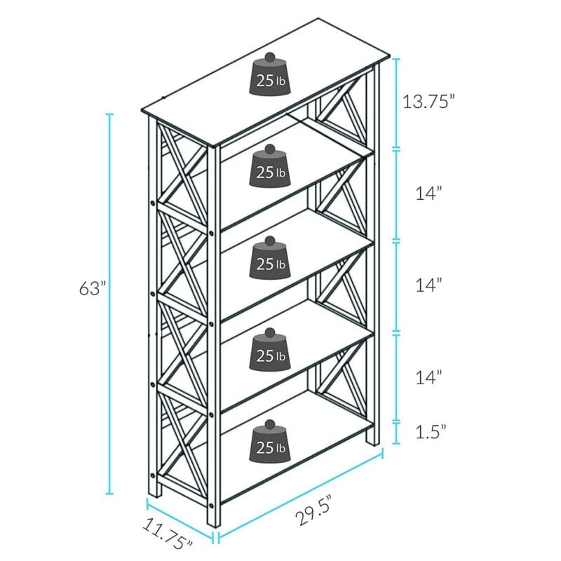 Casual Home Montego 5-Shelf Bookcase - Image 5
