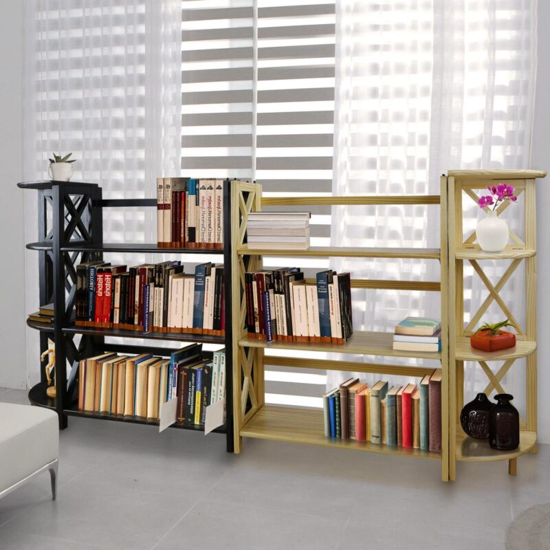 Casual Home Montego 3 Shelf Corner Folding Bookcase with Mantel Top - Image 3